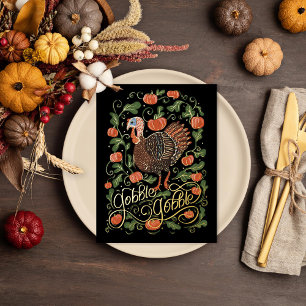 Gobble Gobble Turkey Thanksgiving Folie Feestdagen Briefkaart