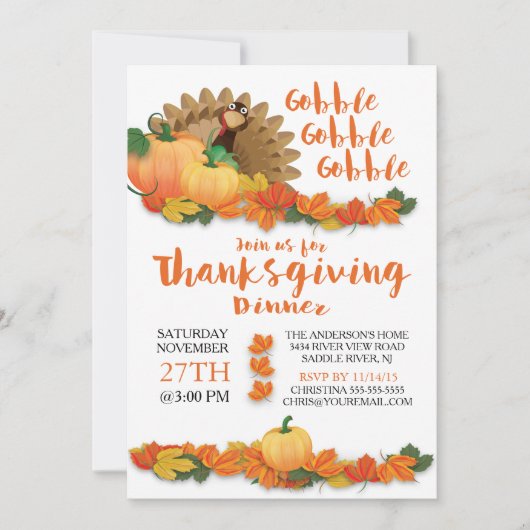 Gobble Gobble Turquie Thanksgiving Invitation (Devant)