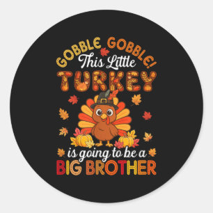 Gobble Little Turkey wordt grote broer Th Ronde Sticker
