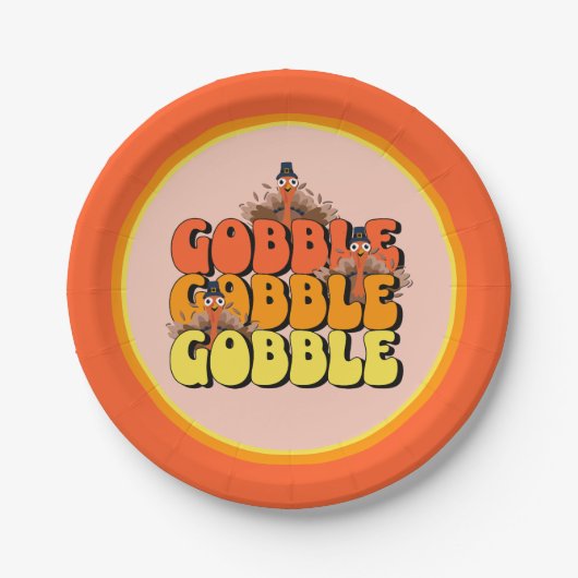 Gobble Thanksgiving Turkey Papieren Bordje (Voorkant)