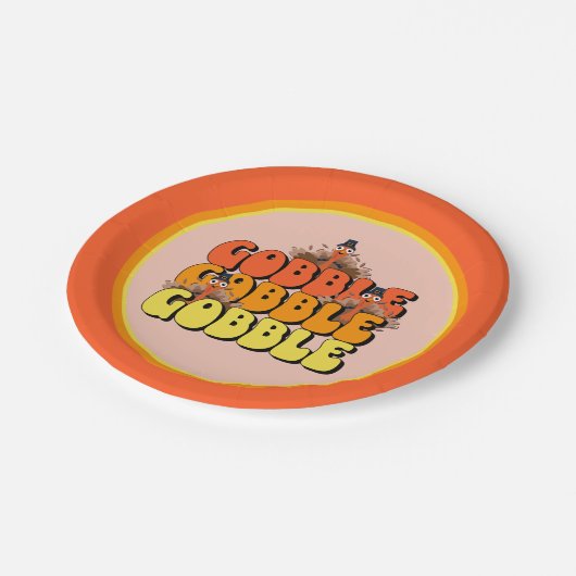 Gobble Thanksgiving Turkey Papieren Bordje (Gekanteld)