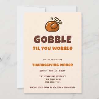 Gobble Til You Wobble Funny Thanksgiving Dinner Kaart