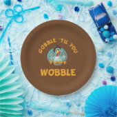 Gobble Til you Wobble Funny Turkey Thanksgiving Papieren Bordje (Feest)