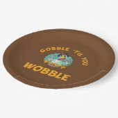 Gobble Til you Wobble Funny Turkey Thanksgiving Papieren Bordje (Gekanteld)