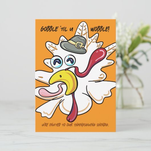 Gobble 'til you Wobble Thanksgiving Turkije 2025 Kaart (Staand voorkant)