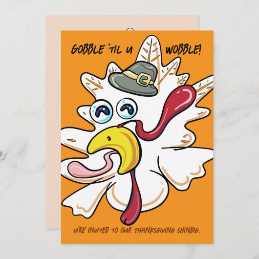 Gobble 'til you Wobble Thanksgiving Turkije 2025 Kaart (Voorkant / Achterkant)