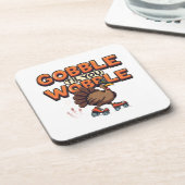 Gobble 'Til You Wobble Turkey on Roller Skates Bier Onderzetter (Linkerzijde)