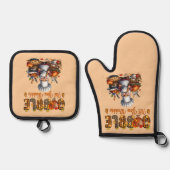 Gobble Till You Wobble Oven Mitt en Pot Houders Ovenwant & Pannenlap Set (Voorkant)