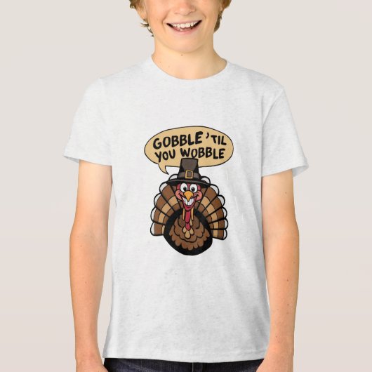 GOBBLE TOT JE WIEBELT Tri-Blend SHIRT (Voorkant)