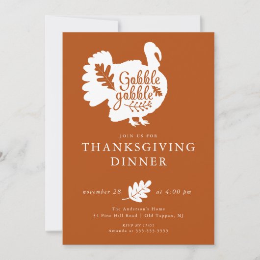 Gobble Turkije Thanksgiving Diner Kaart (Voorkant)