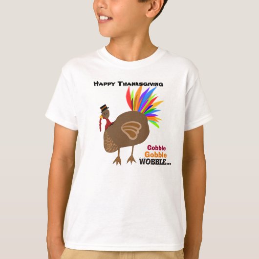 Gobble Wobble Thanksgiving Turkije T-shirt (Voorkant)