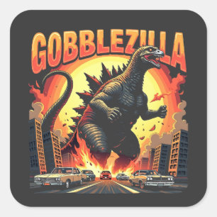 Gobblezilla Spooky Kalkoen Thanksgiving Gobble Vierkante Sticker
