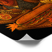 Gobbol Turkey Gobble Gool Thanksgiving Retro Poster (Hoek)