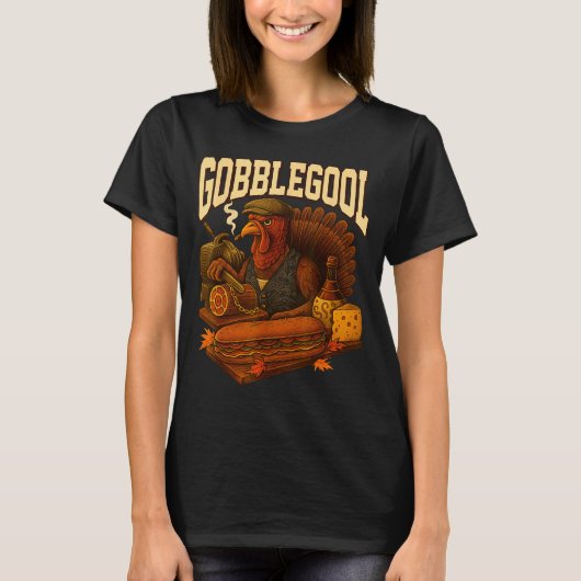 Gobbol Turkey Gobble Gool Thanksgiving Retro T-shirt (Voorkant)