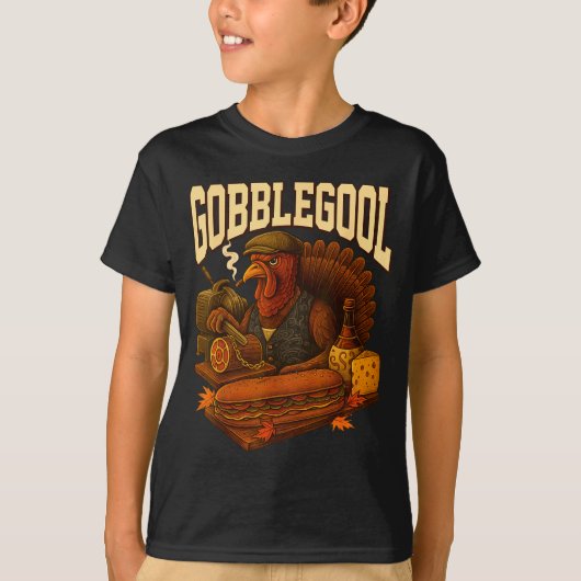 Gobbol Turkey Gobble Gool Thanksgiving Retro T-shirt (Voorkant)