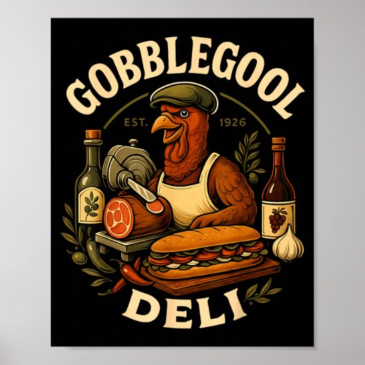 Gobbol Turkey Thanksgiving Italian Turkey Chef  Poster (Voorkant)