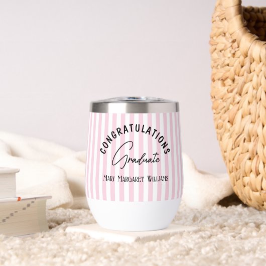 Gobelet de boisson à rayures roses pour la remise (Salon (pivotée))