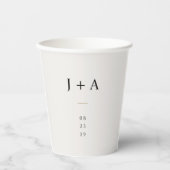 Gobelet en papier à monogramme de mariage minimali (Recto)