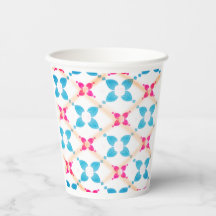 Gobelet en papier à motif bleu et rose