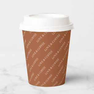 Gobelet en papier brun terracotta simple avec moti