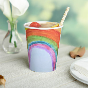 Gobelet en papier de fête arc-en-ciel aquarelle po