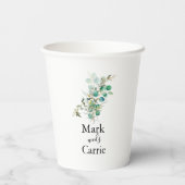 Gobelet en papier de mariage à verdure rustique d' (Verso)