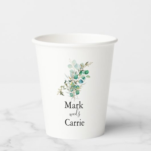 Gobelet en papier de mariage à verdure rustique d' (Recto)