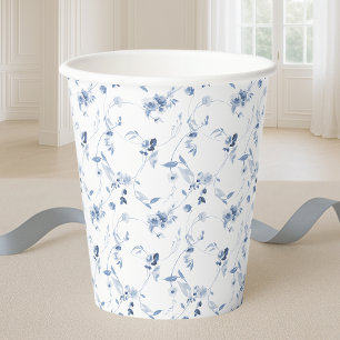 Gobelet en papier floral en fine art bleu poussiér