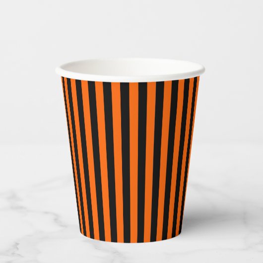 Gobelet en papier Halloween Rayures Noir Orange (Recto)