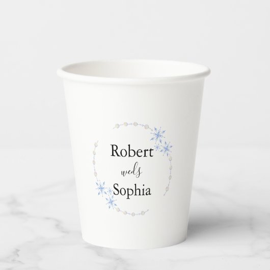 Gobelet en papier mariage flocon de neige d'hiver (Recto)