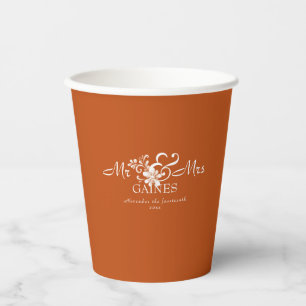 Gobelet en papier Mariage shabby chic Orange foncé