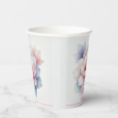 Gobelet en papier personnalisé à fleurs rose paste (Droite)