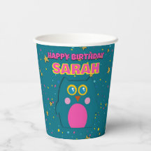 Gobelet en papier sarcelle violet pour fête d'anni