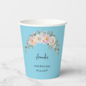 Gobelet jetable personnalisé à fleurs roses élégan (Recto)