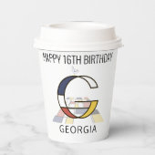 Gobelets En Papier С ool Neoplasticism Style Monogramme. Lettre G (Verso)