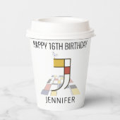 Gobelets En Papier С ool Neoplasticism Style Monogramme. Lettre J (Verso)