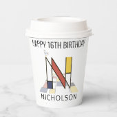 Gobelets En Papier С ool Neoplasticism Style Monogramme. Lettre N (Verso)