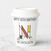 Gobelets En Papier С ool Neoplasticism Style Monogramme. Lettre N (Recto)