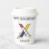 Gobelets En Papier С ool Neoplasticism Style Monogramme. Lettre X (Verso)