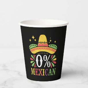 Gobelets En Papier 0% Mexicain Zéro Pour Cent Drôle Cinco De Mayo