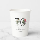 Gobelets En Papier 0th Birthday Cheers with Name Tropical Floral (Verso)