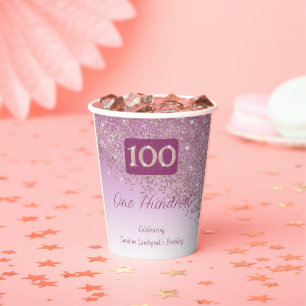 Gobelets En Papier 100e Anniversaire Classy Falling Rose Parties scin
