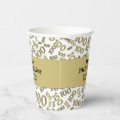 Gobelets En Papier 100e anniversaire Gold/White Random Number Motif (Droite)