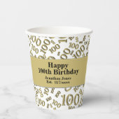 Gobelets En Papier 100e anniversaire Gold/White Random Number Motif (Recto)