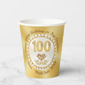 Gobelets En Papier 100ème, Coupes de papier d'anniversaire, personnal (Recto)