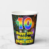 Gobelets En Papier 10e anniversaire : Fun Motif Fireworks + Rainbow 1 (Verso)