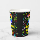 Gobelets En Papier 10e anniversaire : Fun Music Notes Motif, Rainbow (Gauche)