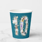 Gobelets En Papier 10e anniversaire Turquoise photo Collage Fleur Jau (Recto)