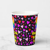 Gobelets En Papier 11th Birthday: Loving Hearts Pattern, Rainbow 11 (Gauche)