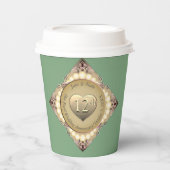 Gobelets En Papier 12e/30e anniversaire de Mariage Pearl & Green (Recto)